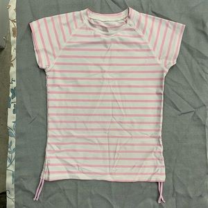 Girls T-Shirt Grey With Pink Stripes Youth Size M